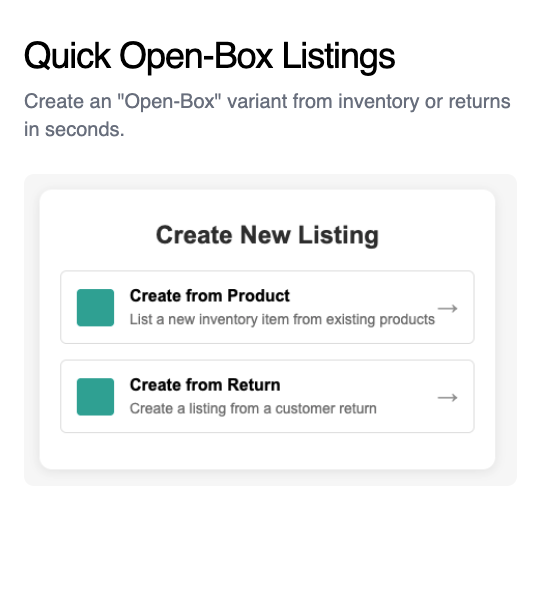 Create New Listing - Product or Return