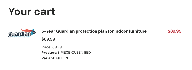 Guardian plan add in cart