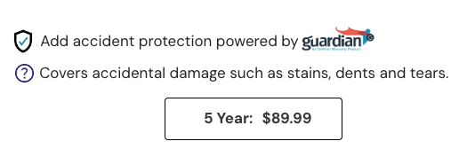 Guardian plan offer on product page